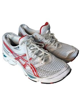 ASICS Gel Cumulus 13 Cross Trainers Running Shoes Sneakers White Red Sz 7 *Flaw*